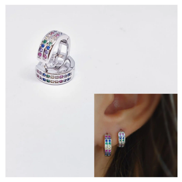 Foto de Pendientes Plata Mini Arito Doble Linea 11 Mm