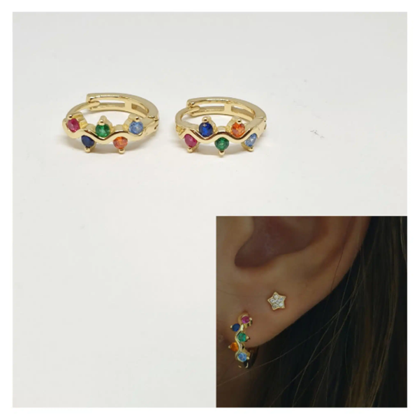 Foto de Pendientes Plata Chapada Zig Zag Color