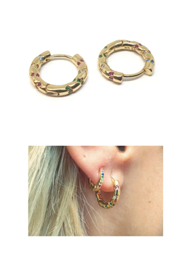 Foto de Pendientes Plata Chapada Aro Espiral Multicolor