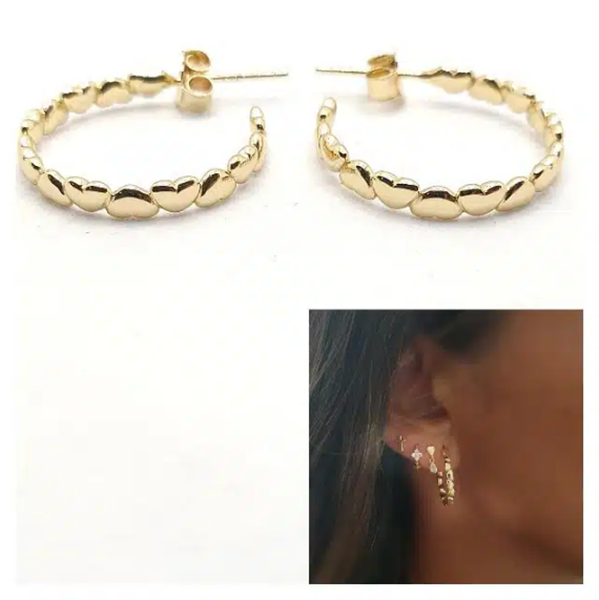 Foto de Pendientes Plata Chapada Aros Corazones