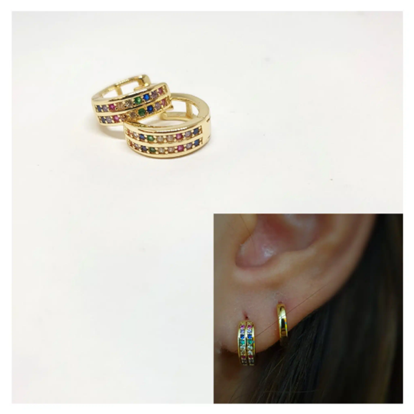 Foto de Pendientes Plata Chapada Minis Doble Línea