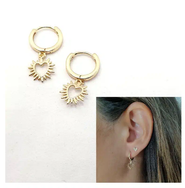 Foto de Pendientes Plata Chapada Sagrado Corazón