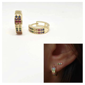 Foto de Pendientes Plata Chapada Doble Linea 14mm