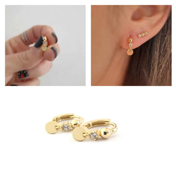 Foto de Pendientes Plata Chapada Chapita Oro