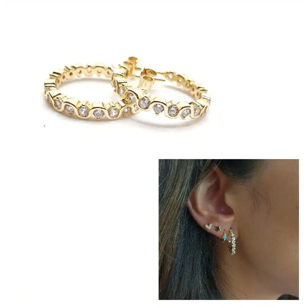 Foto de Pendientes Plata Chapada Aro Circonitas