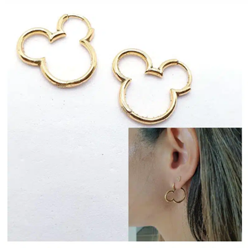 Foto de Pendientes Plata Chapada Silueta Mickey
