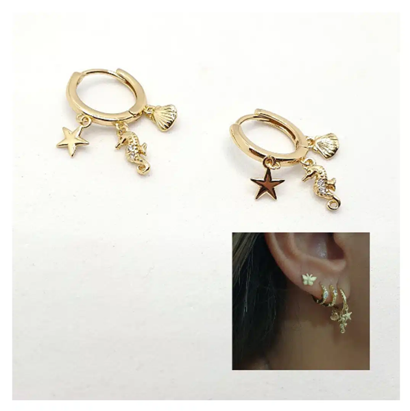 Foto de Pendientes Plata Chapada Mar