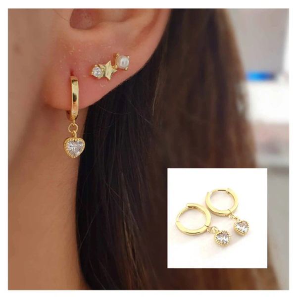 Foto de Pendientes Plata Chapada Corazón